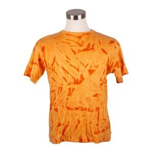 YOHJI YAMAMOTO ORANGE TIE DYE COTTON SHORT SLEEVE T-SHIRT